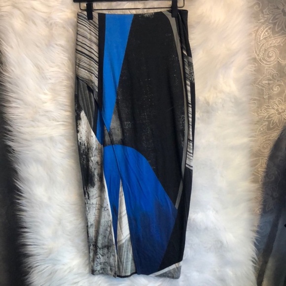 Helmut Lang blue asymmetrical midi skirt - Picture 4 of 8